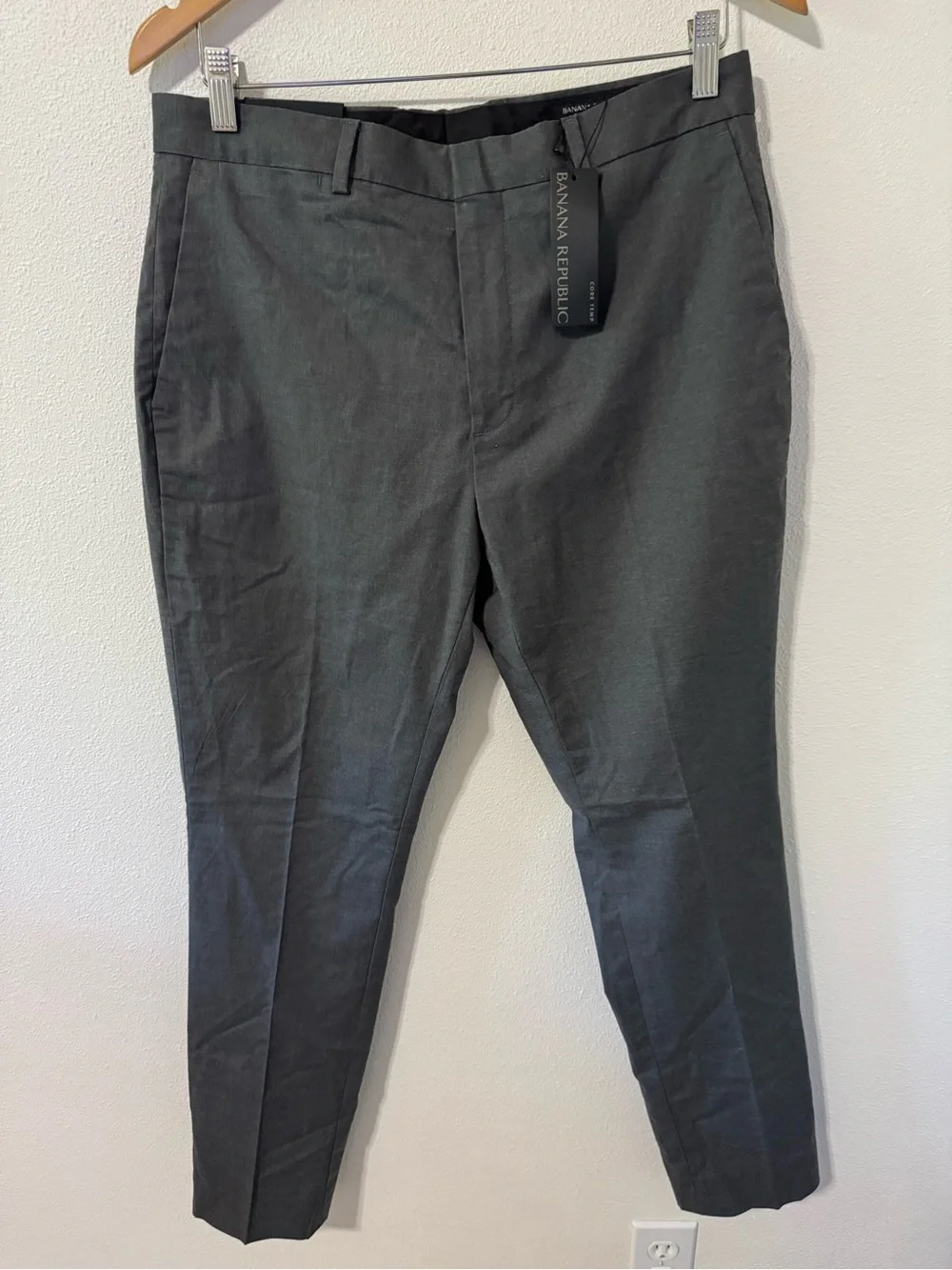 Banana Republic Core Temp Non Iron Charcoal Gray Cotton Blend Slim Fit NWT-32x29
